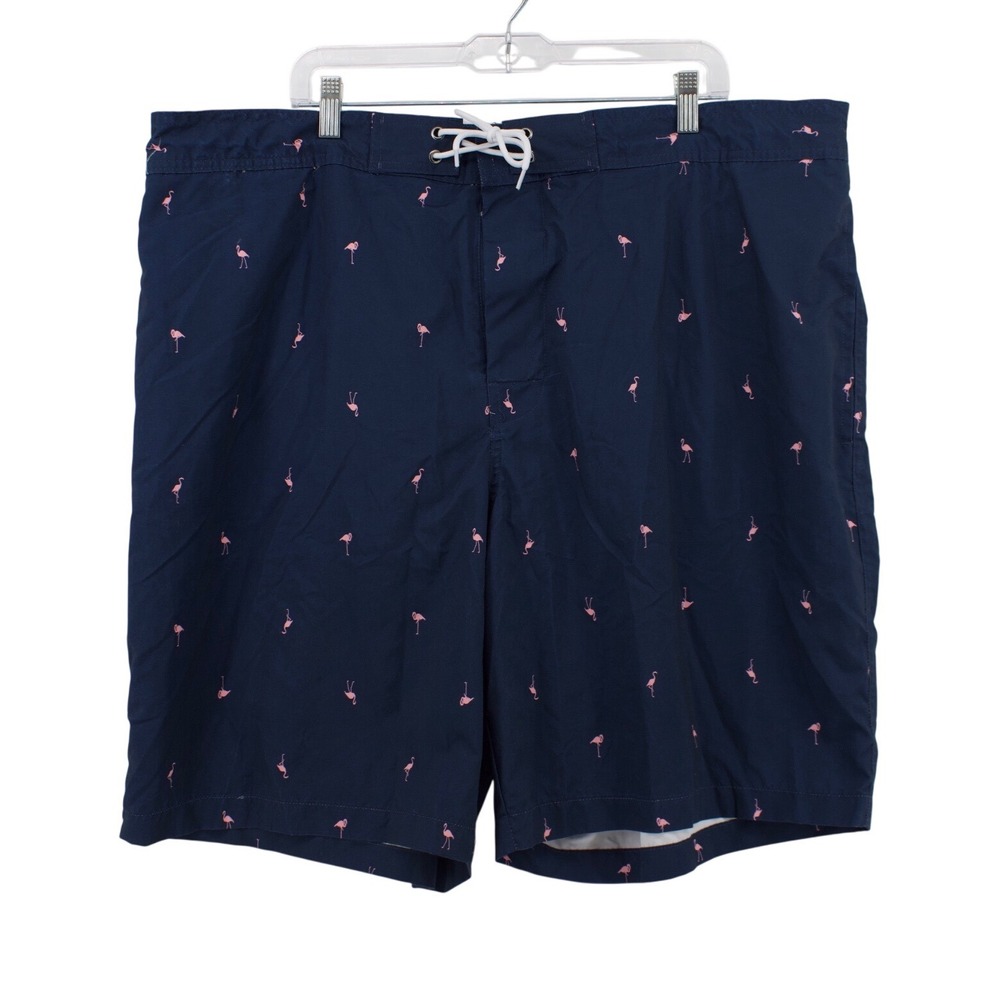 St. John's Bay Swim Trunks Board Shorts Mens 3XL Blue Flamingo 10 Inseam UPF 50+